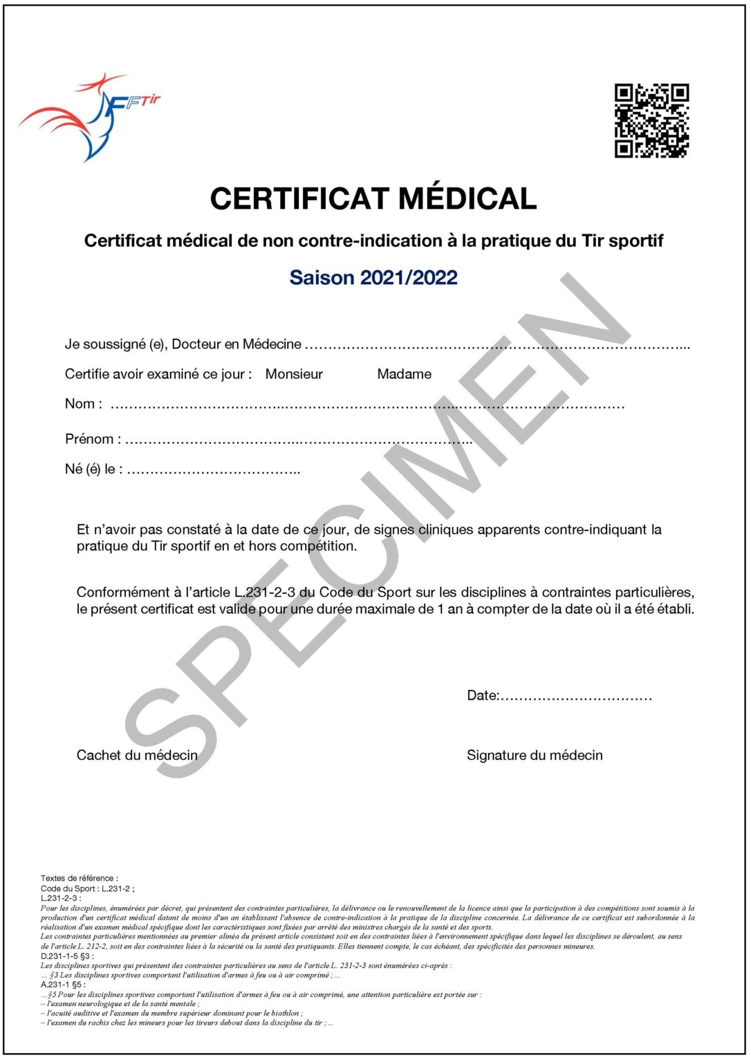 Certificat Médical ESTP